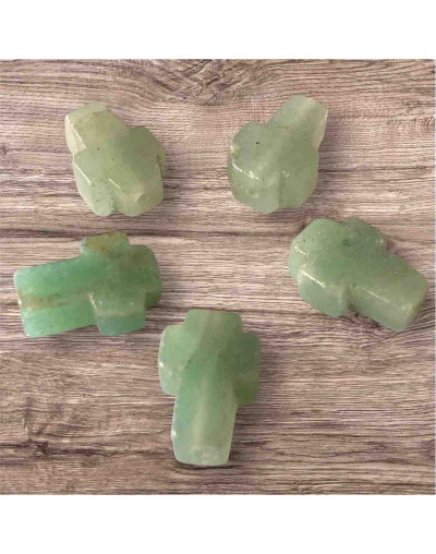 Aventurina Verde. Cruz (1). 8x12x4 milímetros. 1 mm perforación. 1 unidad.