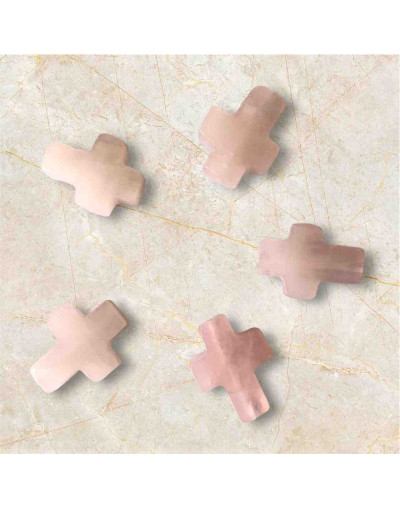 Cuarzo Rosa. Cruz (2). 12x16x5 milímetros. 1 mm perforación. 1 unidad.
