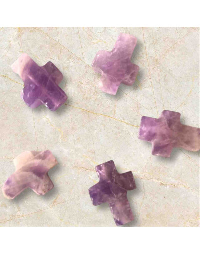 Amatista. Cruz (2). 12x16x5 milímetros. 1 mm perforación. 1 unidad.