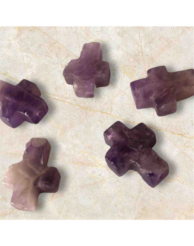 Amatista. Cruz (2). 12x16x5 milímetros. 1 mm perforación. 1 unidad.