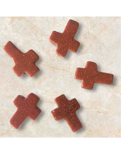 Aventurina Café. Cruz (2). 12x16x5 milímetros. 1 mm perforación. 1 unidad.