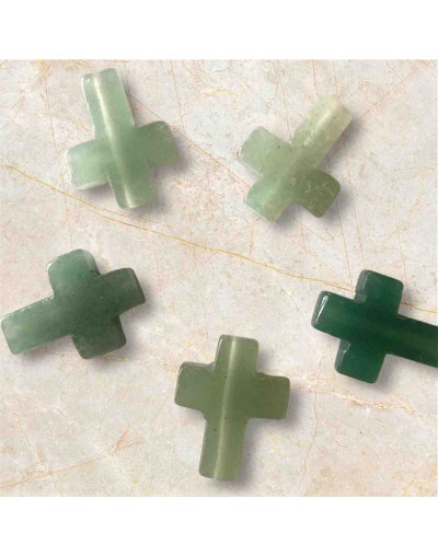 Aventurina Verde. Cruz (2). 12x16x5 milímetros. 1 mm perforación. 1 unidad.