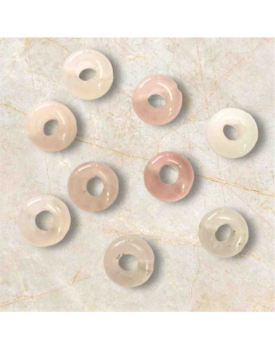 Cuarzo Rosa. Anillo. 10x4 milímetros. 1 mm perforación. 1 unidad.