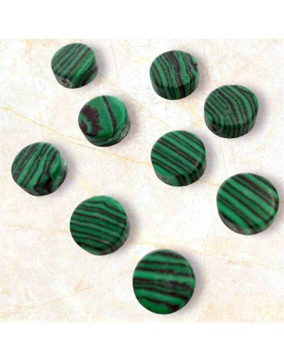 Malaquita Sintética. Moneda. 10x4 milímetros. 1 mm perforación. 1 unidad.