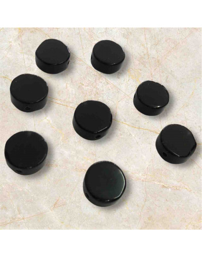 Agata Negra. Moneda. 10x4 milímetros. 1 mm perforación. 1 unidad.