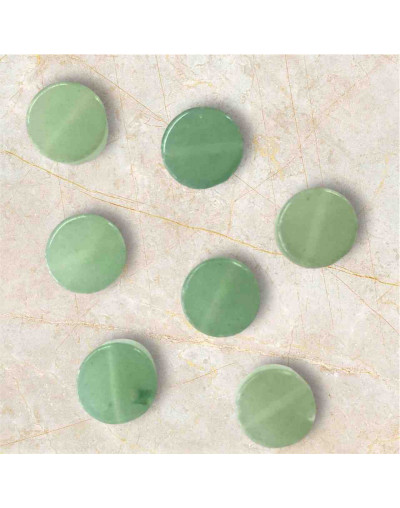 Aventurina Verde. Moneda. 10x4 milímetros. 1 mm perforación. 1 unidad.