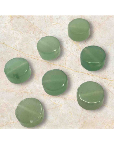 Aventurina Verde. Moneda. 10x4 milímetros. 1 mm perforación. 1 unidad.