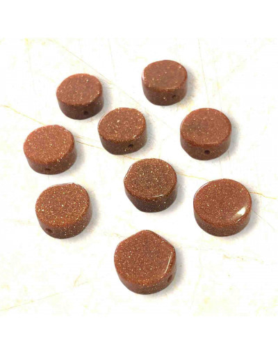 Aventurina Café. Moneda. 10x4 milímetros. 1 mm perforación. 1 unidad.