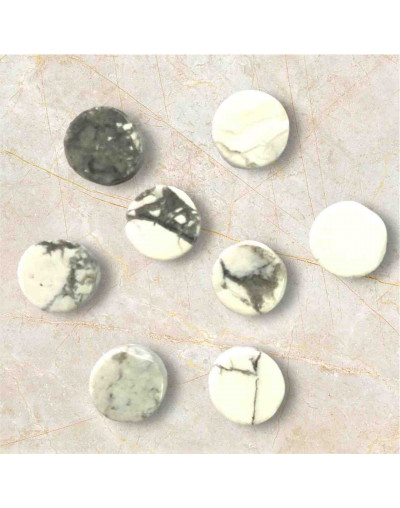 Howlite. Moneda. 10x4 milímetros. 1 mm perforación. 1 unidad.