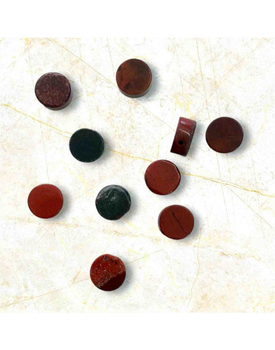 Jásper Rojo. Moneda. 10x4 milímetros. 1 mm perforación. 1 unidad.