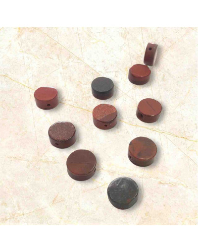 Jásper Rojo. Moneda. 10x4 milímetros. 1 mm perforación. 1 unidad.