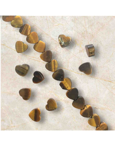 Ojo de Tigre. Corazón (1). 10x4 milímetros. 1 mm perforación. 1 unidad.