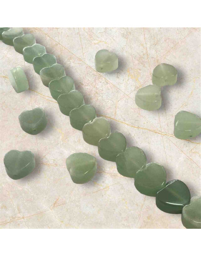 Aventurina Verde. Corazón (1). 10x4 milímetros. 1 mm perforación. 1 unidad.
