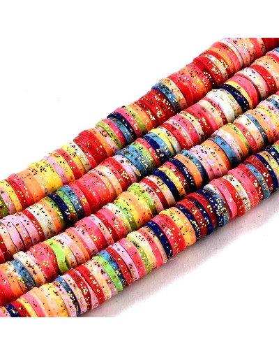 Discos. Color mixto. Brillantina. 6 mm diámetro. 1 mm grosor. 380~400 uds hilo. 10 hilos.