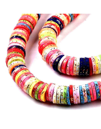 Discos. Color mixto. Brillantina. 6 mm diámetro. 1 mm grosor. 380~400 uds hilo. 10 hilos.