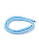 Discos. Color celeste. 6 milímetros diámetro. 1 mm grosor. 380~400 uds hilo. 10 hilos.