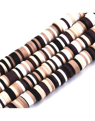 Discos. Color mixto. Café. 6 mm diámetro. 1 mm grosor. 380~400 uds hilo. 10 hilos.