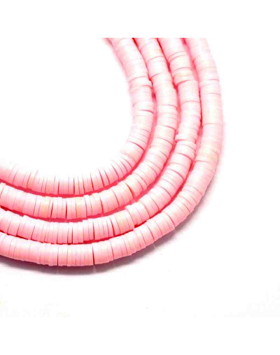 Discos. Color rosado suave. 4 milímetros diámetro. 1 mm grosor. 380~400 uds hilo. 10 hilos.
