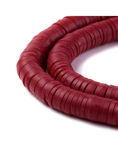 Discos. Color rojo vino. 4 milímetros diámetro. 1 mm grosor. 380~400 uds hilo. 10 hilos.