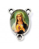 Virgen María (1). Aleación cobre. Color plata. Link rosario. 23x15x4 mm. 2 mm perforación. 2 uds.