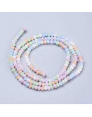 Rondelle faceteado. 3x2,5 mm. Varios colores pastel. 0,5 mm perforación. 180 uds hilo (aproximado).