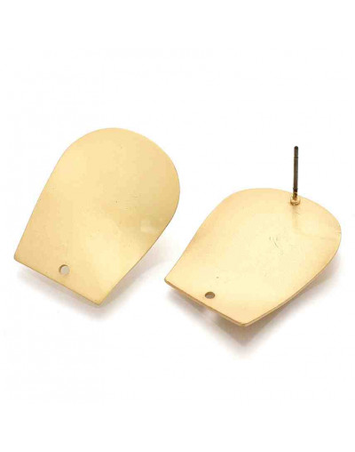 Pin aretes. Aleación cobre. Color dorado mate. 27x21 mm. 1,4 mm perforación. Cierre silicón. 2 uds.