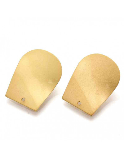 Pin aretes. Aleación cobre. Color dorado mate. 27x21 mm. 1,4 mm perforación. Cierre silicón. 2 uds.