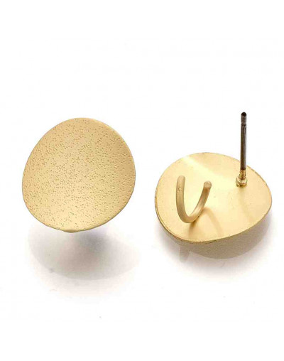 Pin aretes. Aleación cobre. Color dorado mate. 15 mm diámet. 4 mm perforación. Cierre silicón. 2 uds