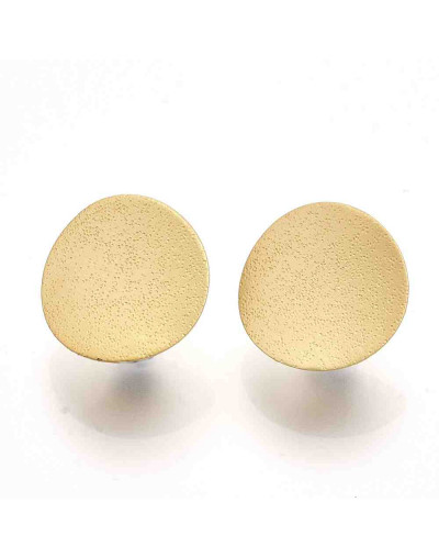 Pin aretes. Aleación cobre. Color dorado mate. 15 mm diámet. 4 mm perforación. Cierre silicón. 2 uds