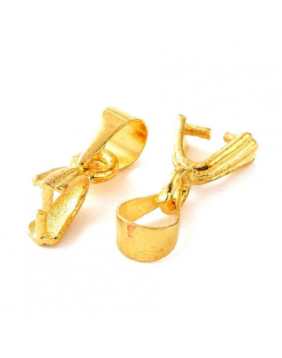 Cierre para dijes. Aleación de cobre. Color dorado. 8,5 mm largo. 3x4 mm agujero. 10 uds.