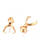Cierre para dijes. Acero inoxidable. Color dorado. 11 mm largo. 3,5x4,5 mm agujero. 4 uds.