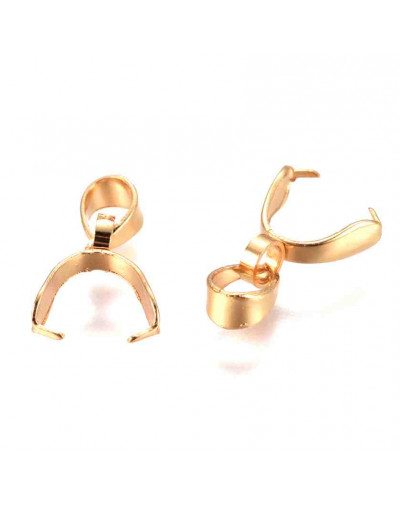 Cierre para dijes. Acero inoxidable. Color dorado. 11 mm largo. 3,5x4,5 mm agujero. 4 uds.