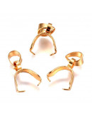 Cierre para dijes. Acero inoxidable. Color dorado. 11 mm largo. 3,5x4,5 mm agujero. 4 uds.