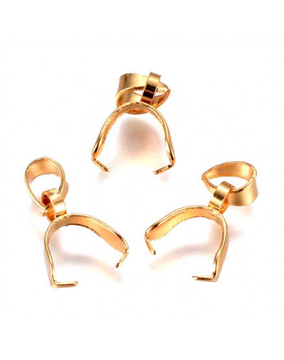 Cierre para dijes. Acero inoxidable. Color dorado. 11 mm largo. 3,5x4,5 mm agujero. 4 uds.