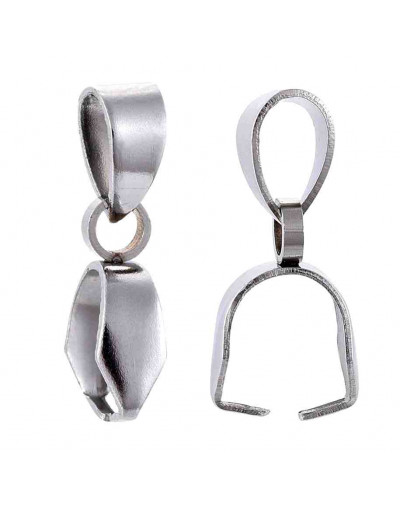 Cierre para dijes. Acero inoxidable. Color plateado. 12 mm largo. 3x4 mm agujero. 4 uds.
