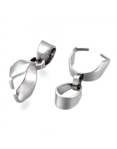 Cierre para dijes. Acero inoxidable. Color plateado. 12 mm largo. 3x4 mm agujero. 4 uds.