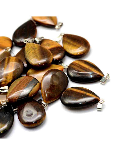 Ojo de Tigre. Gota. Aleación de cobre. Color plateado. 25x17x5 mm. 2x7 mm cierre. 1 unidad.