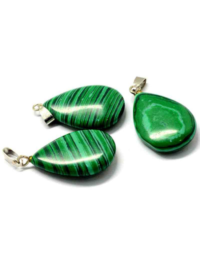 Malaquita Sintética. Gota. Aleación de cobre. Color plateado. 25x17x5 mm. 2x7 mm cierre. 1 unidad.