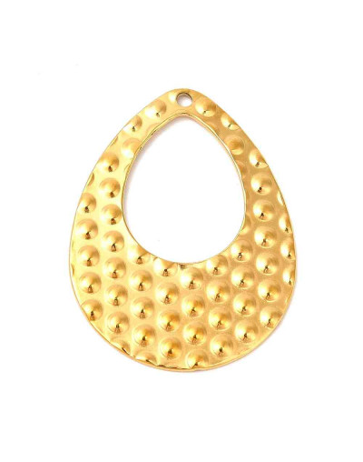 Gota (1). Acero inoxidable. Color dorado. 35x26x1,3 mm. 1,6 mm perforación. 1 unidad. Gota (1). Acero inoxidable. Color dorado. 35x26x1,3 mm. 1,6 mm perforación. 1 unidad.