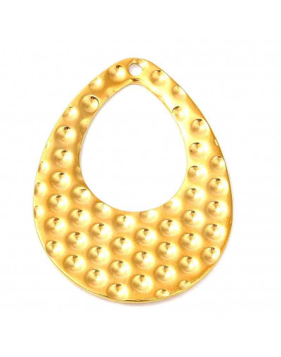 Gota (1). Acero inoxidable. Color dorado. 35x26x1,3 mm. 1,6 mm perforación. 1 unidad. Gota (1). Acero inoxidable. Color dorado. 35x26x1,3 mm. 1,6 mm perforación. 1 unidad.