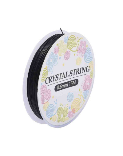 Hilo elástico. Color negro. 0,6 mm diámetro. 15 metros carrete. 1 carrete.