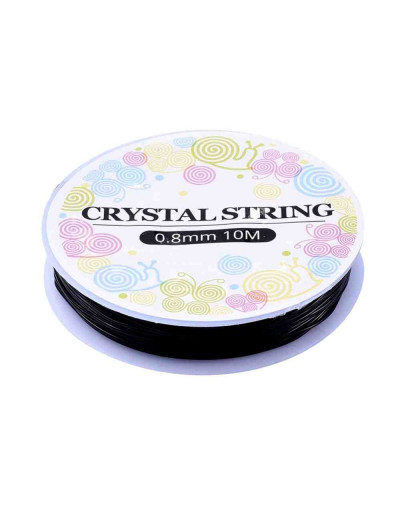 Hilo elástico. Color negro. 0,8 mm diámetro. 10 metros carrete. 1 carrete.