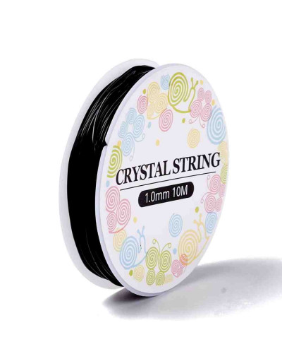 Hilo elástico. Color negro. 1 mm diámetro. 10 metros carrete. 1 carrete.