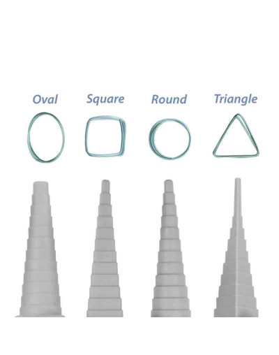 Set Mandriles. Formas Intercambiables: redondo, ovalado, cuadrado y triángulo. 3 set.