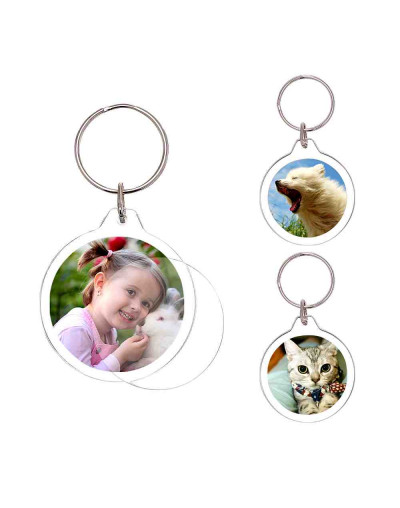 Accesorio llavero. Moneda. Acrílico+aleación de cobre. 47x42x6 milímetros. 5 unidades.