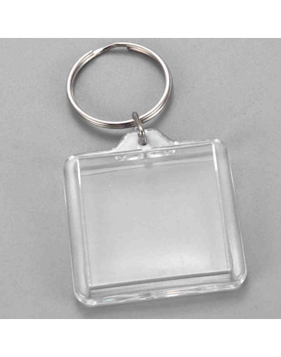 Accesorio llavero. Cuadrado. Acrílico+aleación de cobre. 44x40x6 milímetros. 5 unidades.