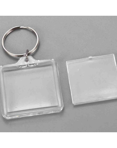 Accesorio llavero. Cuadrado. Acrílico+aleación de cobre. 44x40x6 milímetros. 5 unidades.