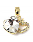 Corazón (13). Aleación+Zirconia. Baño 18KGold. 16x19x8 milímetros. 5x3 mm cierre. 1 unidad. Corazón (13). Aleación+Zirconia. Baño 18KGold. 16x19x8 milímetros. 5x3 mm cierre. 1 unidad.
