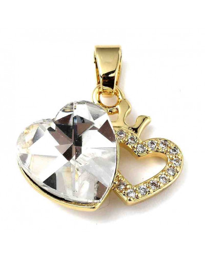 Corazón (13). Aleación+Zirconia. Baño 18KGold. 16x19x8 milímetros. 5x3 mm cierre. 1 unidad.