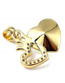 Corazón (13). Aleación+Zirconia. Baño 18KGold. 16x19x8 milímetros. 5x3 mm cierre. 1 unidad. Corazón (13). Aleación+Zirconia. Baño 18KGold. 16x19x8 milímetros. 5x3 mm cierre. 1 unidad.